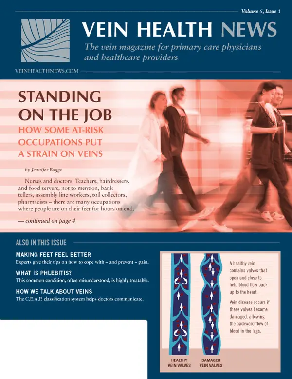 Vein Health News Cover: Leg Health While Standing on the Job